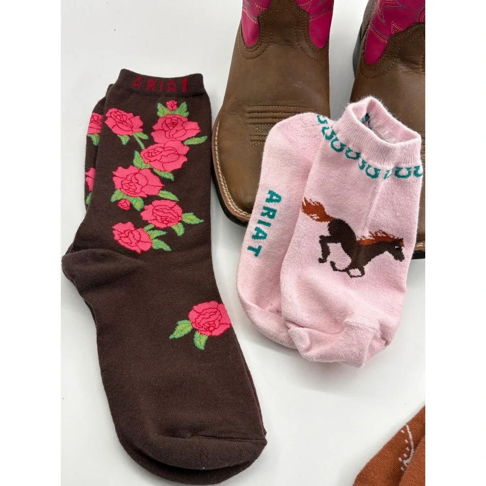 Ariat Youth Jr Champ Cowgirl Boots Size 3 Pink Faux Leather Square Toe 10029604